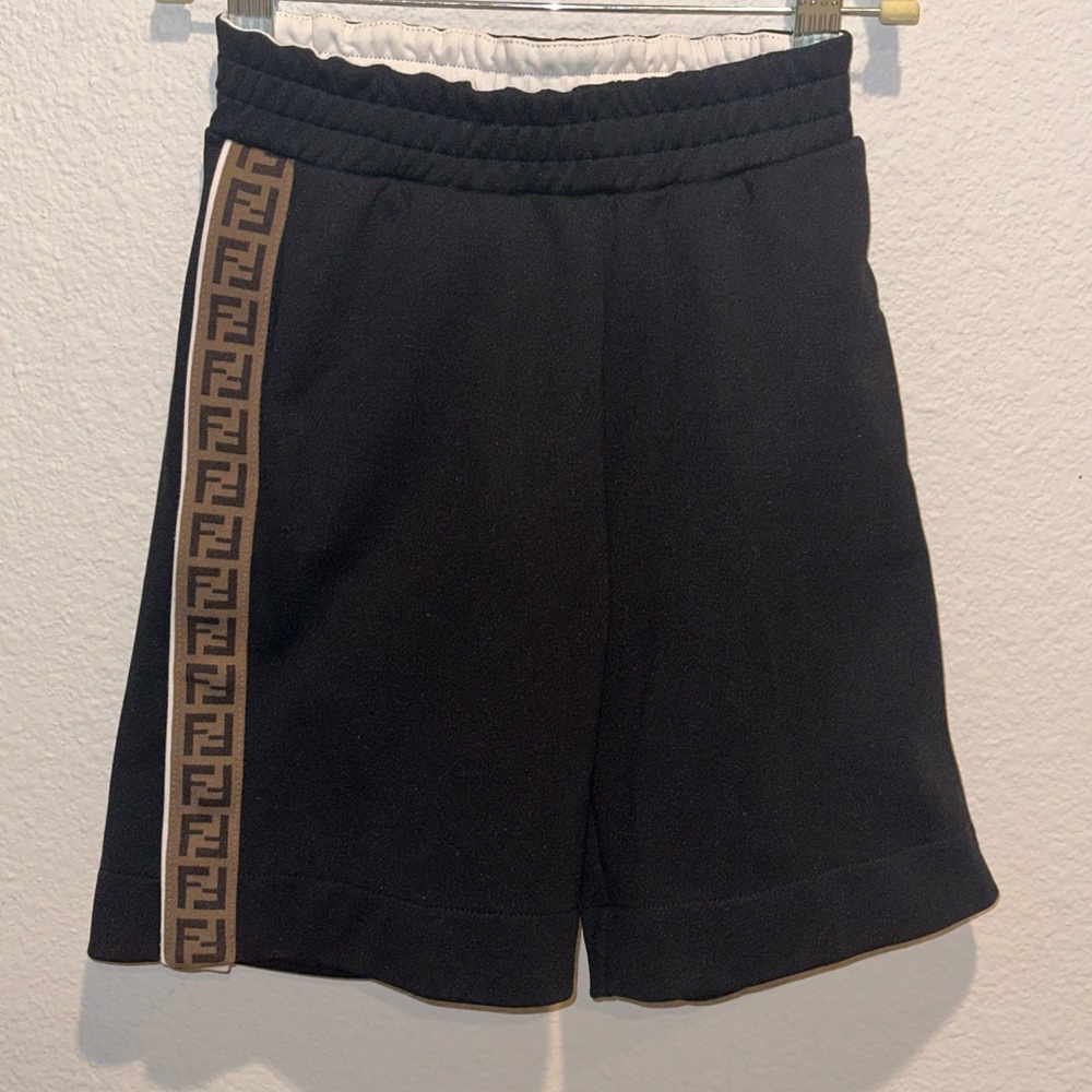 Fendi Kids Side Snap Track Shorts - Size 4